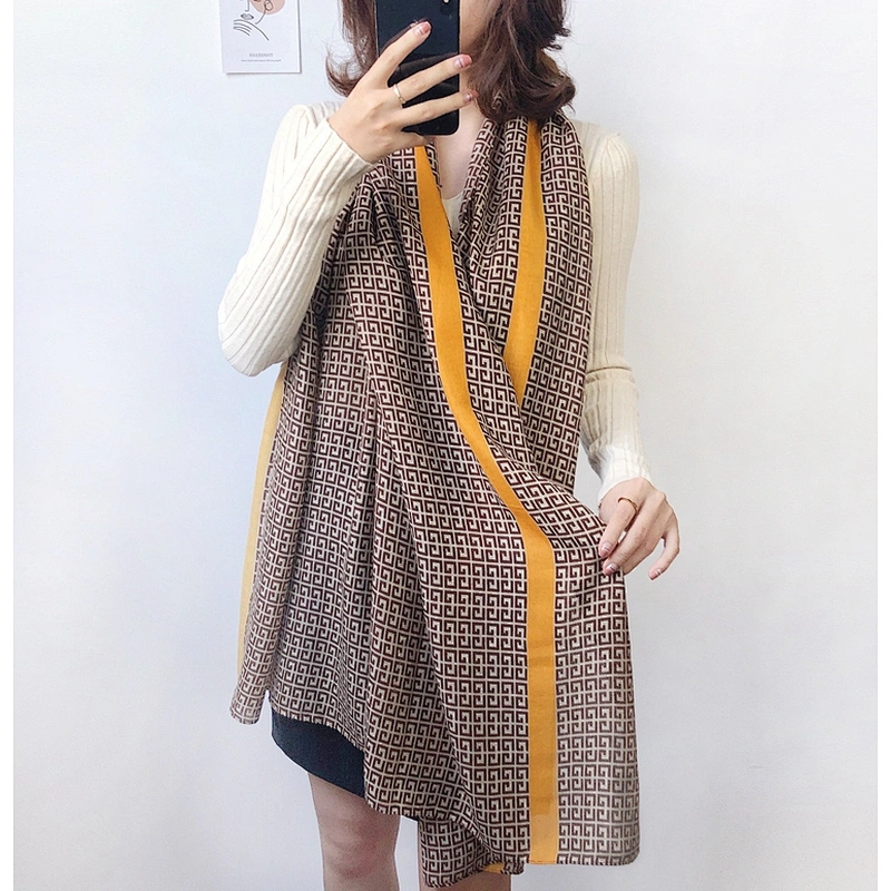Spring 2020 New Style Geometric Pattern Fashion Messy Linen Long Scarf Cotton And Linen Shawl Scarf For Women
