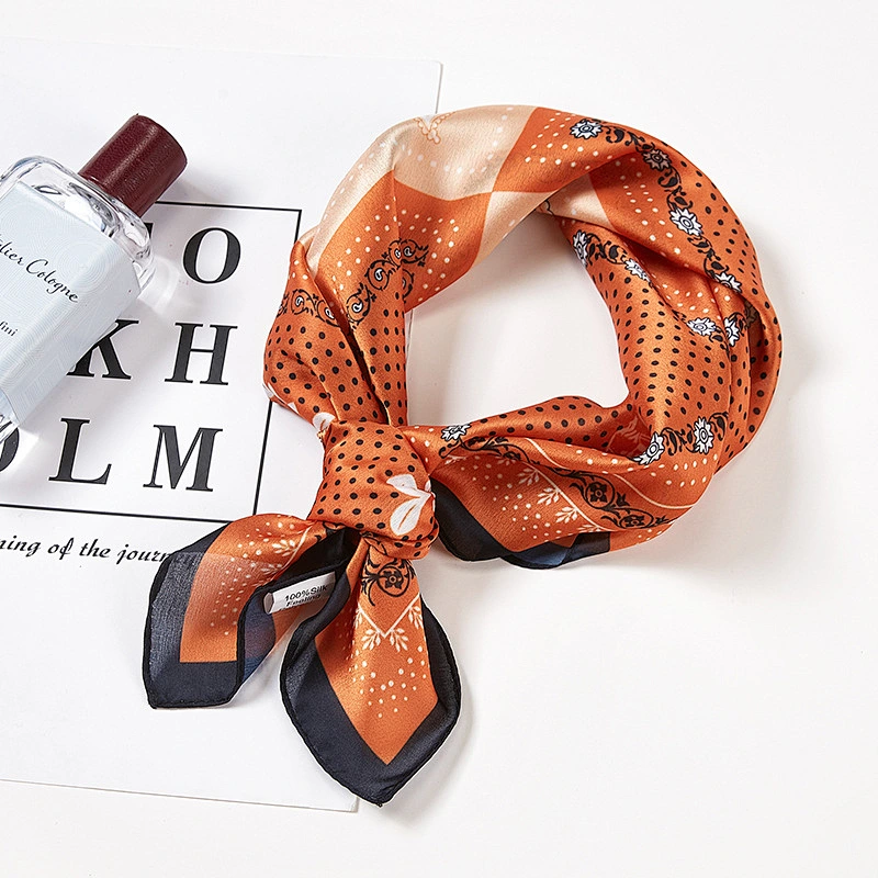 Decorative wave point sunscreenscarf small square scarf colorful  silk square scarf women printed