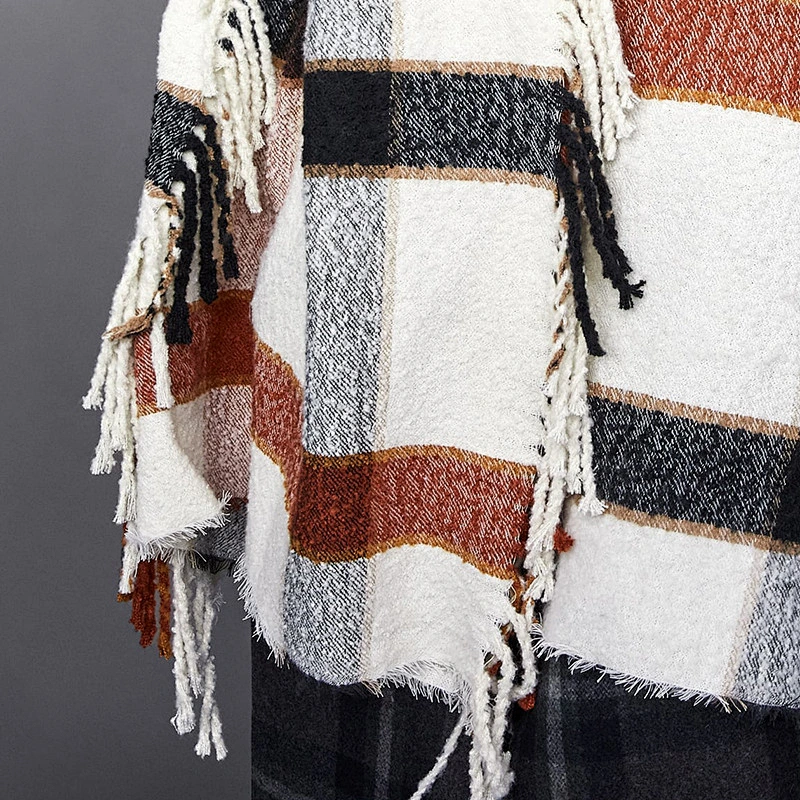 New Design Four-Sided Big Tassels Cashmere Scarf Autumn Winter Thickening Shawl Ladies Warm Scarves