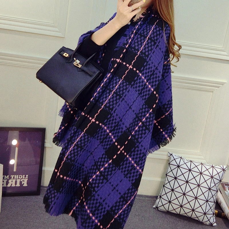 New Fall Winter Scarf Oversized Cotton Linen Fringed Shawl Korean Thickened Warm Plaid Scarf Shawl Scarf