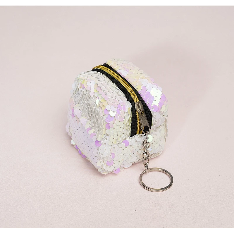 New sequined square three-dimensional mini coin purse ladies coin purse key case