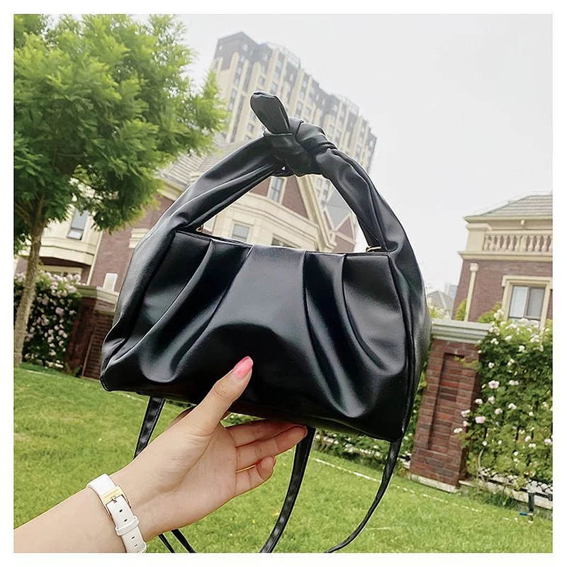2020 Luxury New Design Cloud Shape Style Pleated Flap Handbags Small Cute Bow Dumpling Clutch Bags