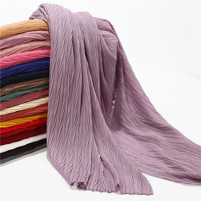 31 color stock Malaysia New Chiffon Crinkle monochrome plain chiffon scarf women hijab