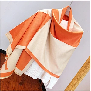Superior Quality H Letter Plain Colors Cashmere Scarves Pashmina Shawls For Women