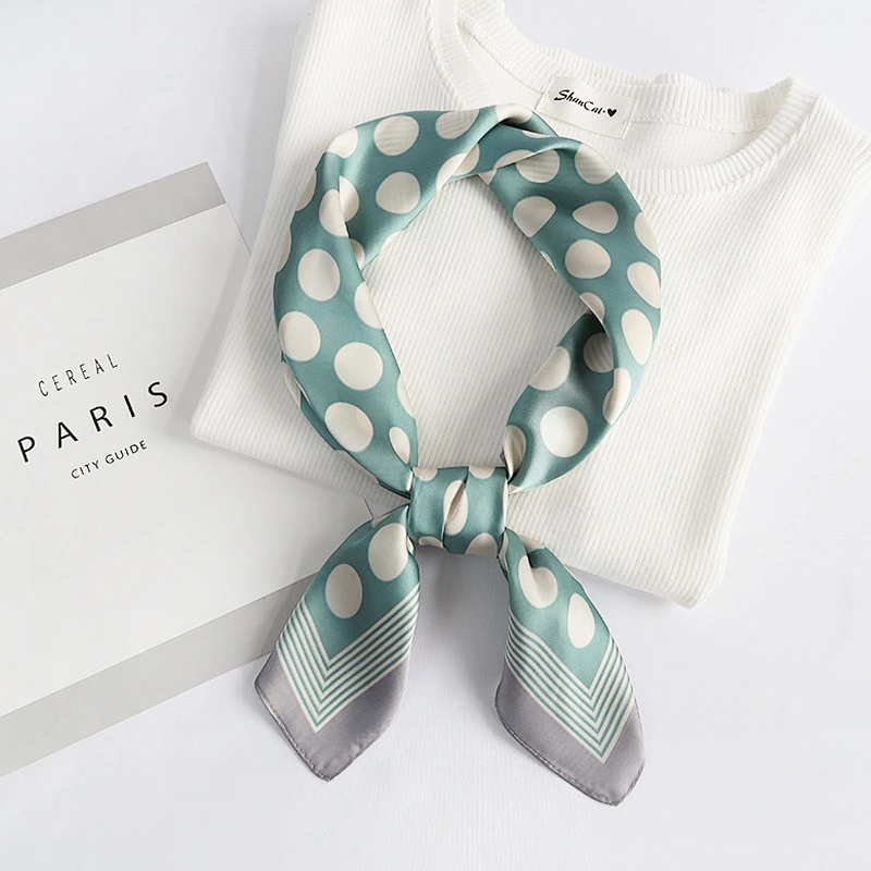 Factory Direct New Product Spring Autumn Korean Wave Dot Scarf Wild Silk Scarf Wave Dot Stewardess Scarf