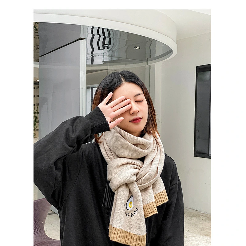 Scarf Female Autumn Winter Korean Japanese Version Ins Wild Soft Girl Small Fresh Student Knitted Wool Scarf