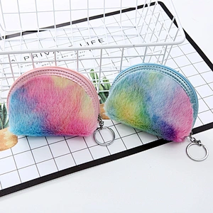 Factory customized wholesale colorful plush coin purse ladies creative mini purse storage coin purse