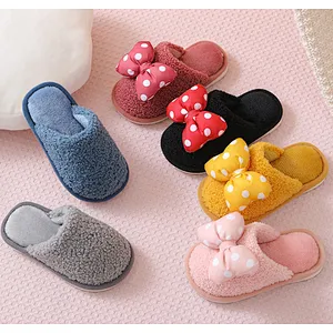 Winter Warm Cute Parent-Child Shoes Plush Children Cotton Slippers For Kids Baby Boys Girls Indoor Furry Slippers