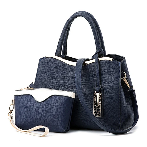 China Wholesale Fashion designers custom 2 piece set 3 colors stock leather ladies handbag sets