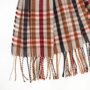 2020 Amazon Hot Sale Shawl Retro Plaid 3 Color Tassel women's cashmere plaid scarf