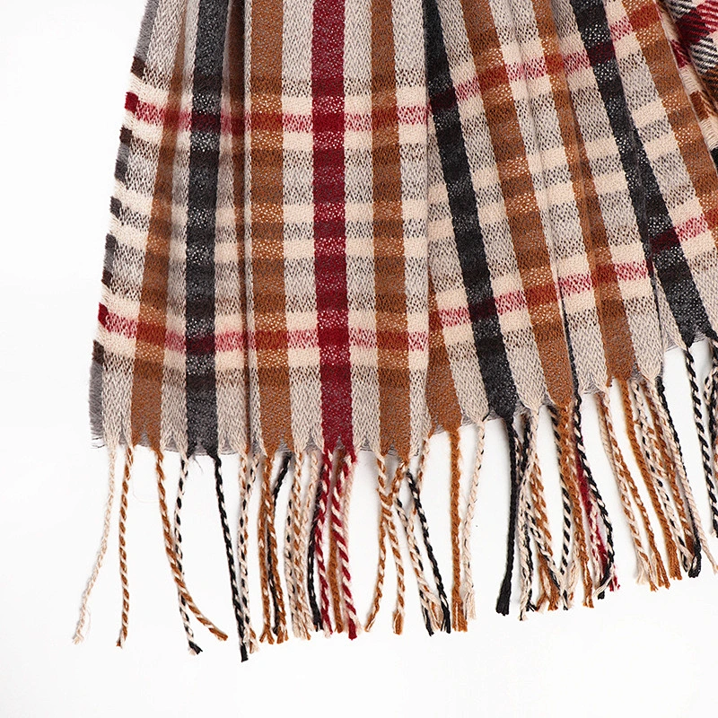 2020 Amazon Hot Sale Shawl Retro Plaid 3 Color Tassel women's cashmere plaid scarf