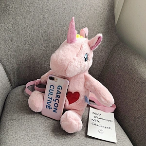Factory Wholesale Design Custom Cute Plush Soft 3D Unicorn Backpack Kids