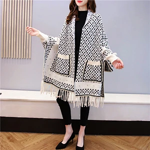 2020 New Style Mink Wool Cape Cloak Women Coat Autumn Winter Outdoor Fashion Western Cardigan Shawl With Sleeve