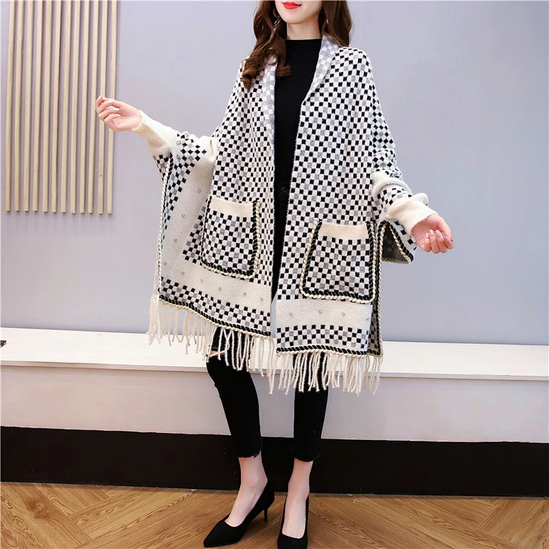 2020 New Style Mink Wool Cape Cloak Women Coat Autumn Winter Outdoor Fashion Western Cardigan Shawl With Sleeve