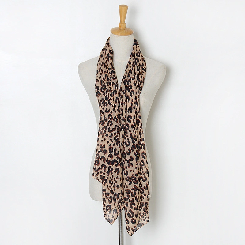 2021 New Korean Version Long Leopard Scarf European American Leopard Print Scarf Wholesale Chiffon Scarf
