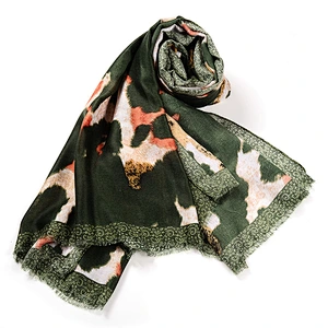 Autumn new cotton leopard print scarf female thick section decorative printing tassel sunscreen shawl scarf