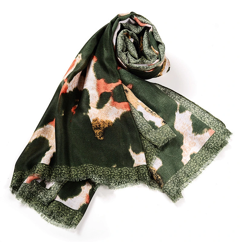 Autumn new cotton leopard print scarf female thick section decorative printing tassel sunscreen shawl scarf