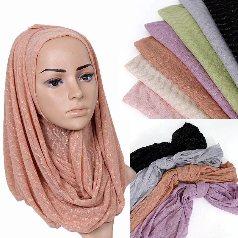 Candy Color Polyester Scarf Muslim Hijab Solid Crinkle Headband Shawls Wrap Lady Head Kerchief Winter Pashmina Scarves