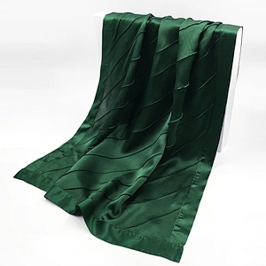 Luxury Long Plain Hijab Head Silk Scarves Custom Twill Ladies Satin Pure Color Silk Scarf Women