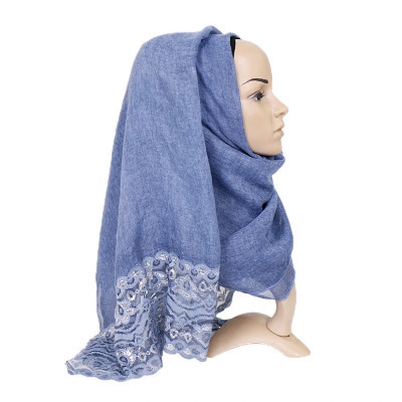 Spring lace lace sunscreen headscarf women new muslim lace scarf cotton long shawl hijab