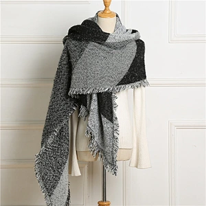 Simple Geometric Cashmere Scarf Women American Cloak Shawl Winter Warm New Scarf