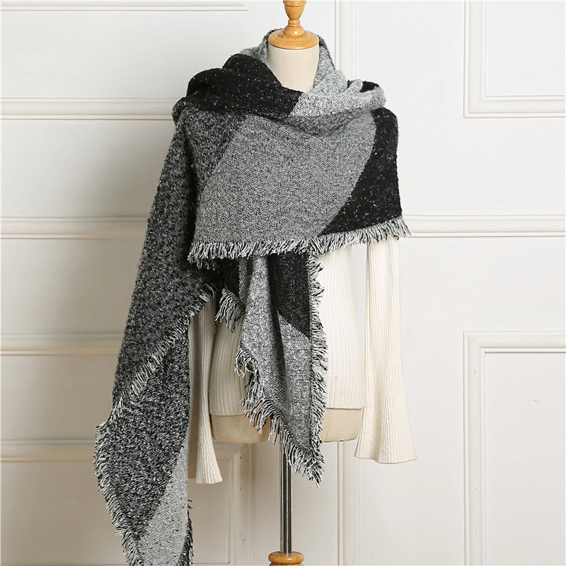 Simple Geometric Cashmere Scarf Women American Cloak Shawl Winter Warm New Scarf