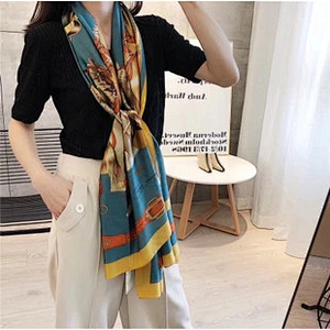 Wholesale Custom 2020 Fashion Design Satin Rectangle Scarf Women Digital Print Silk Scarf 90x180