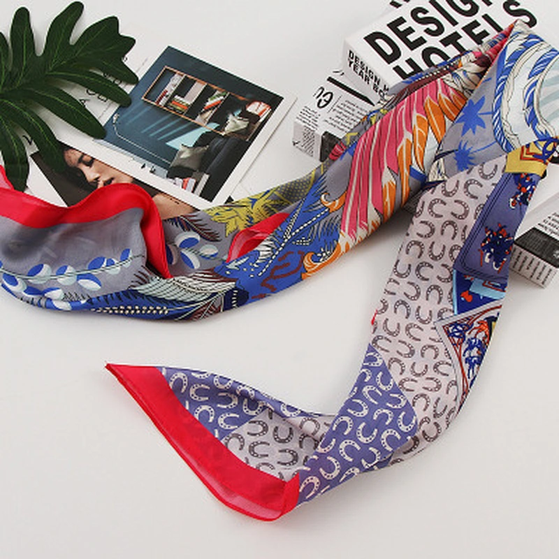 Feather printed silk square sunscreenscarf 90CM wholesale summer scarves silk satin scarf