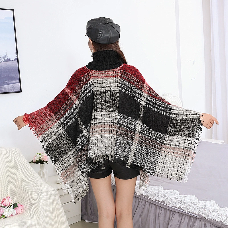 2020 New Wholesale Ladies Cape Shawl Autumn Winter Dual-Use Thick Plaid Scarf