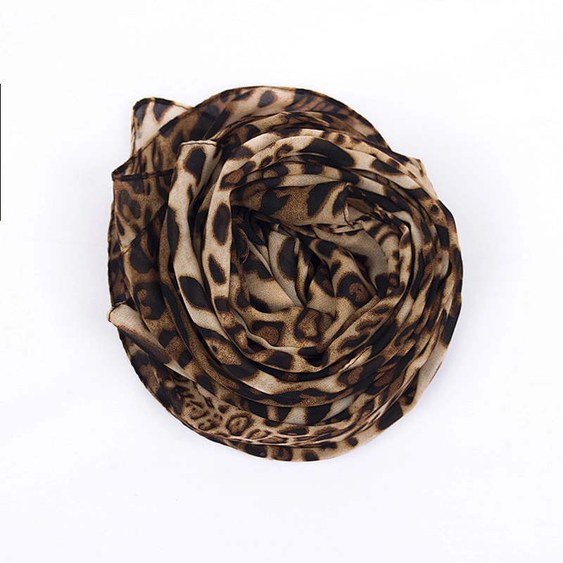 2021 New Korean Version Long Leopard Scarf European American Leopard Print Scarf Wholesale Chiffon Scarf