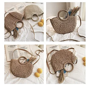 Handmade Straw Bag Female Holiday 2020 Summer Rattan Straw Bag Beach Hand Woven Bag
