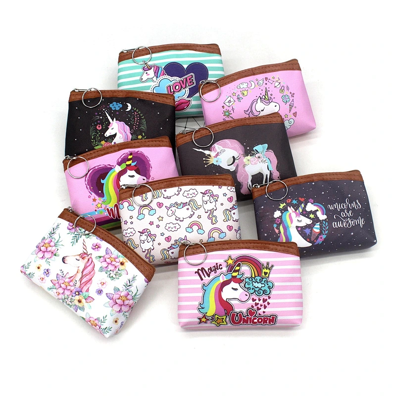 Factory direct cartoon unicorn coin purse cute pegasus children key coin purse mini wallet