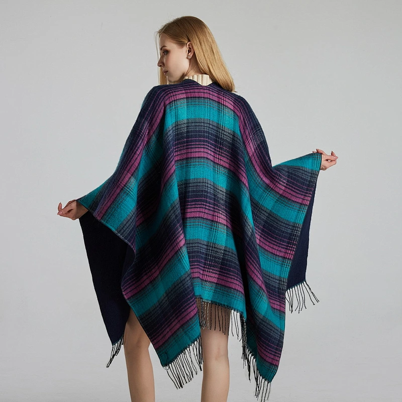 Factory Direct Scottish Classic Color Plaid Shawl Cloak Cashmere Tassels Thick Warm Shawl