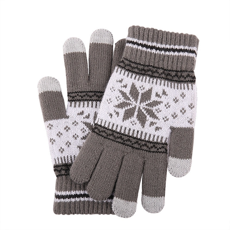 New Style Knitted Wool Snowflake Touch Screen Gloves Men Women Autumn Winter Warm Gloves Wholesale