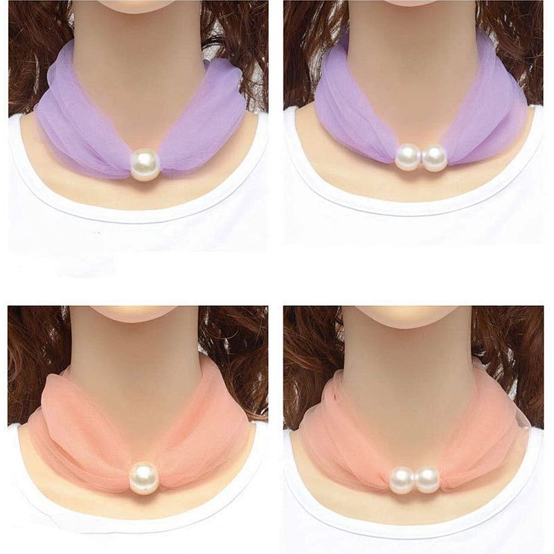 2020 Spring New Pearl Button Small Silk Scarf Variety Small Scarf Korean Version Georgette Decorative Scarves