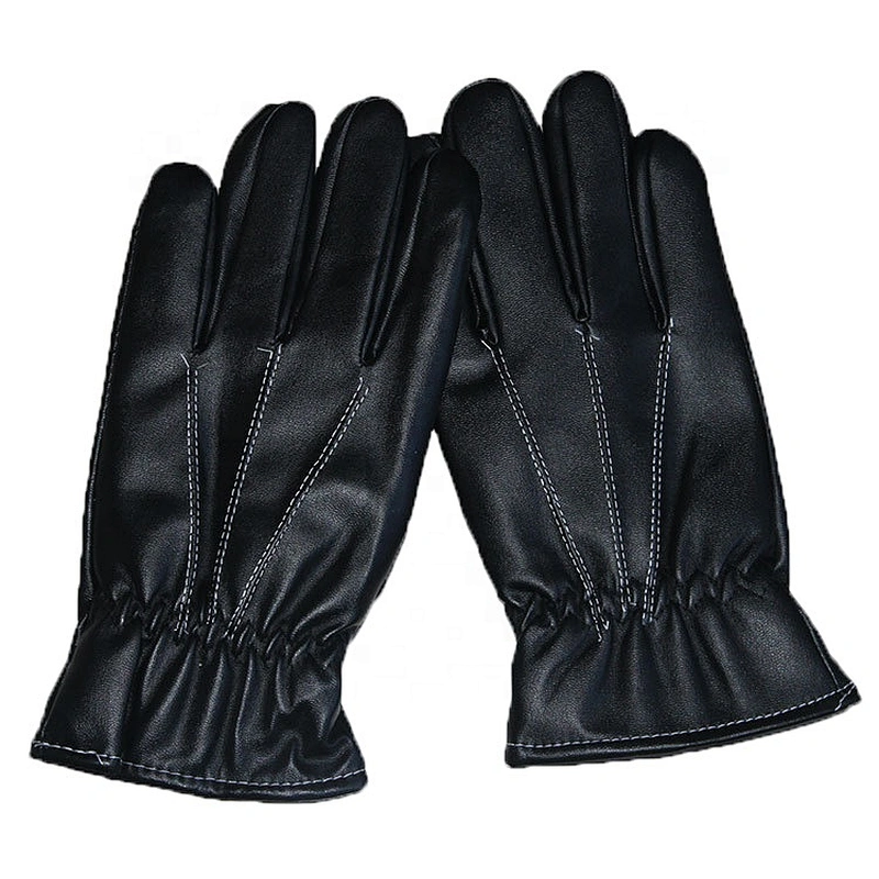 All Black Fashion Car Driving PU Leather Gloves Men for Winter