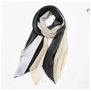 Spring Summer All-Match Scarf New Fashion Medium Long Scarf Elegant Women Pleated Silk Scarf