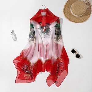 Wholesale new simulation silk scarf summer thin ice silk sunscreen shawl beach towel long scarf