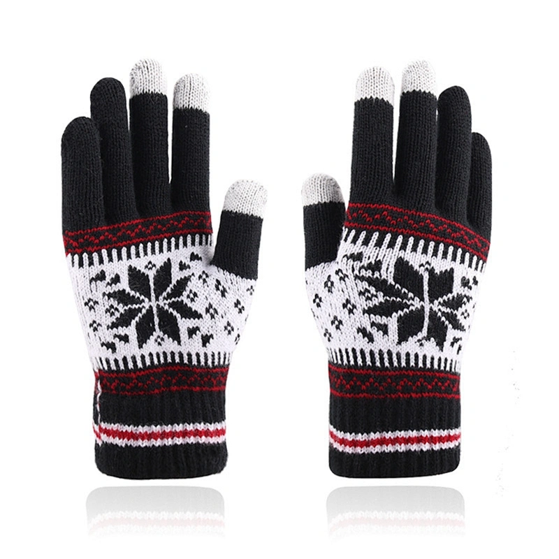 New Style Knitted Wool Snowflake Touch Screen Gloves Men Women Autumn Winter Warm Gloves Wholesale