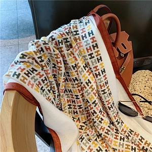 2020 New Fashion Women Embroidered Big Hijab H Letters Shawl Girls Cotton Linen Long Scarf Wrap Shawl