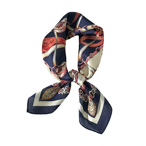 Spring new female fashion small silk scarf chain pattern neck satin scarf bandana for women