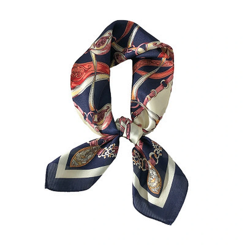 Spring new female fashion small silk scarf chain pattern neck satin scarf bandana for women