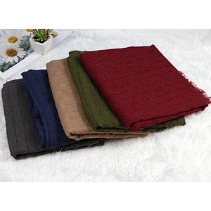 2020 Winter Cotton Multicolor Scarf Female Classic Hollow Strip Pattern Gauze Scarf Long Shawl