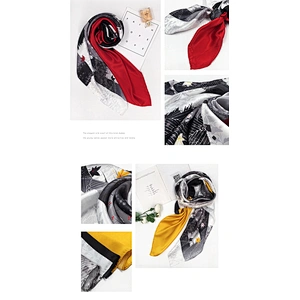 Autumn Winter New Style Maple Leaf Pattern Silk Scarves European American Large Square Silk Scarves Shawl