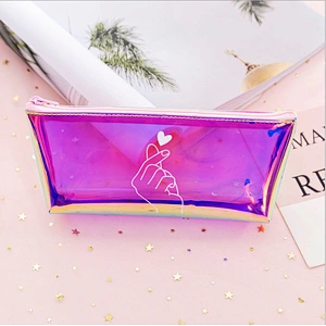New Creative Cool Laser Colorful PVC Pencil Case Transparent Simple Stationery Case Student Pencil Case