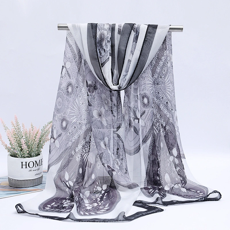 2020 new tide chiffon shawl floral printing scarves ladies sunscreen beach towel shawl scarf