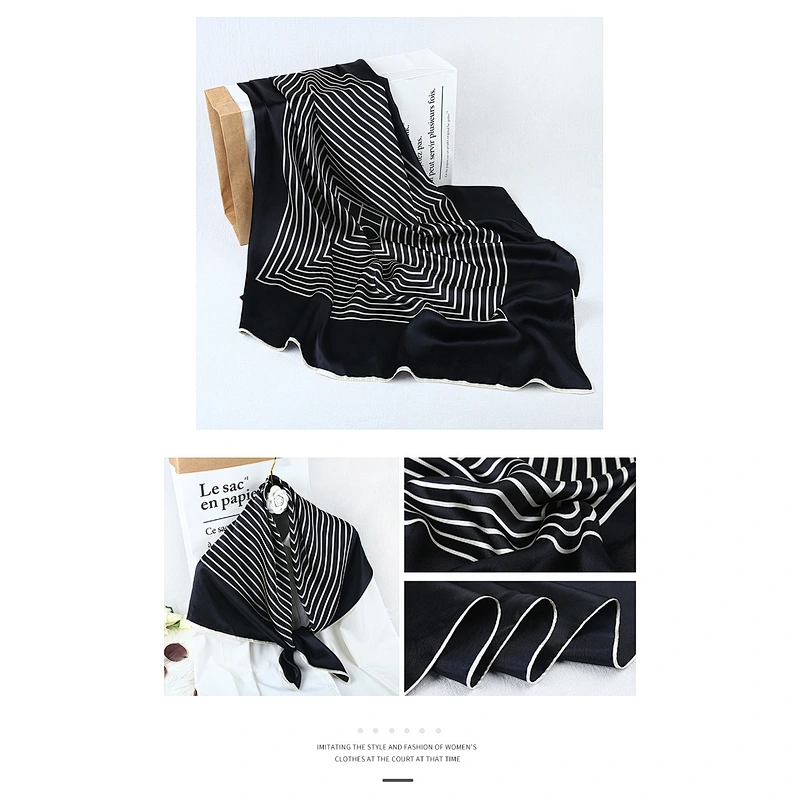 Wholesale Customized New Design Digital Printing Silk Scarf Head Accessories Big Square Satin Hijab Scarf