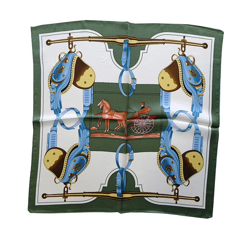 Hot sale 2020 new 55cm carriage printed silk square scarf women plain