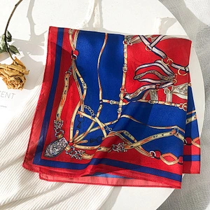 Spring new female fashion small silk scarf chain pattern neck satin scarf bandana for women