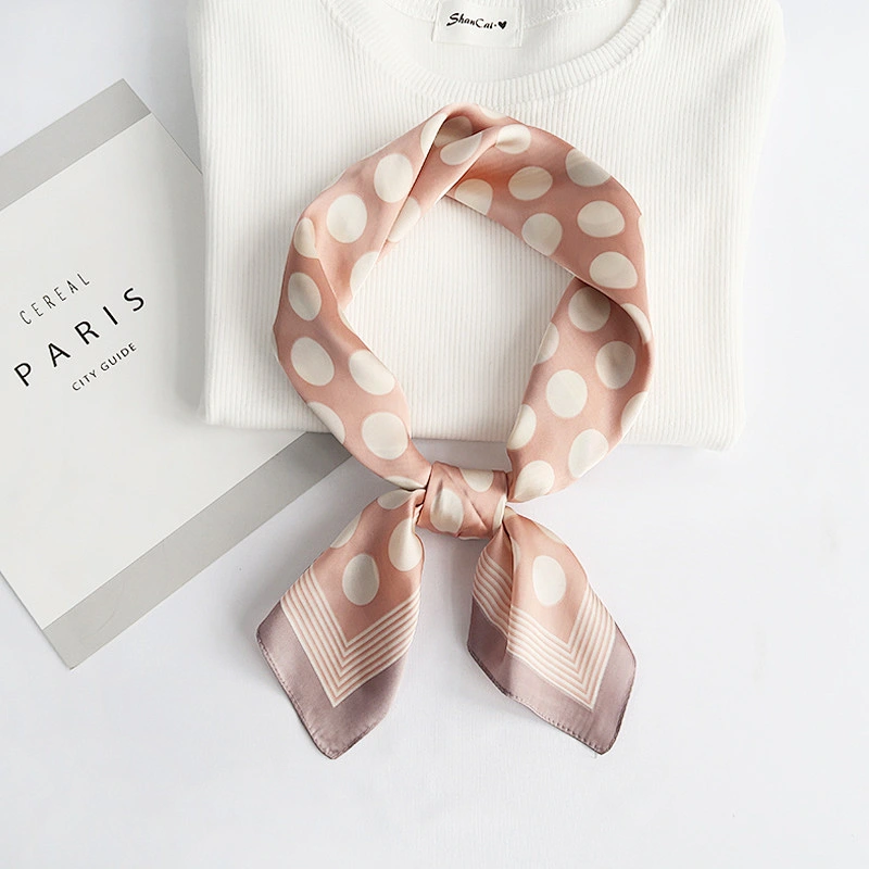 Factory Direct New Product Spring Autumn Korean Wave Dot Scarf Wild Silk Scarf Wave Dot Stewardess Scarf